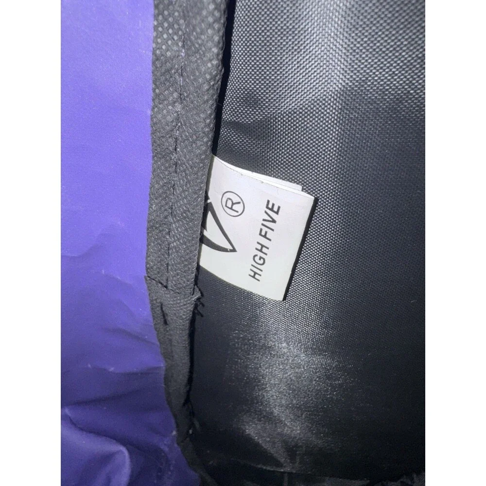 High Five Backpack Heavy Duty 600-Denier Polyester With Soft PVC Backing Purple